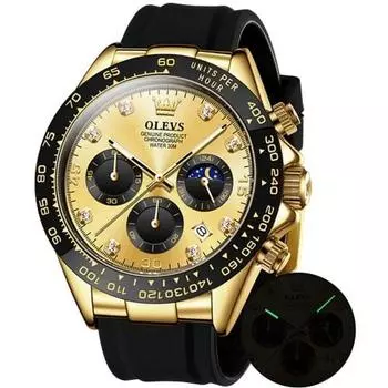 OLEVS мужские часы легко читаемые спортивные популярные модные бренды Япония-кварцевый секундомер 24-часовая дата водонепроницаемый золото