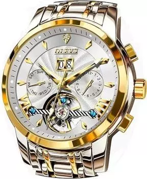 OLEVS Мужские часы с автоматическим и ручным заводом Механические мужские модные стильные водонепроницаемые светящиеся брендовые мужские часы Деловые часы из нержавеющей стали