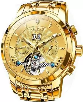 OLEVS Мужские часы с автоматическим и ручным заводом Механические мужские модные стильные водонепроницаемые светящиеся брендовые мужские часы Деловые часы из нержавеющей стали