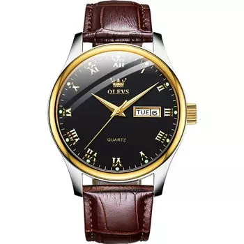 OLEVS Мужские наручные часы Стильные ультратонкие кварцевые часы с кожаным ремешком и аналоговым дисплеем даты для мужчин