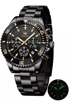 OLEVS Мужские популярные наручные часы кварцевые модные деловые хронограф из нержавеющей стали водонепроницаемые мужские часы с датой наручные черные часы для мужчин