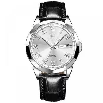 OlevS наручные часы мужские черные водонепроницаемые наручные часы с кожаным ремнем мужские деловые наручные часы простые светящиеся популярные