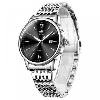 OlevS наручные часы стильные мужские черные популярные кварцевые наручные часы мужские аналоговые деловые часы водонепроницаемые светящиеся