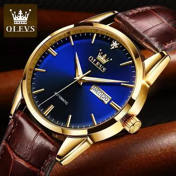 OLEVS Новые часы Автоматические механические часы с бриллиантами Светящиеся водонепроницаемые мужские часы