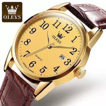 OLEVS Новые часы Водонепроницаемые кварцевые часы с цифровой шкалой Простые мужские часы с одним календарем