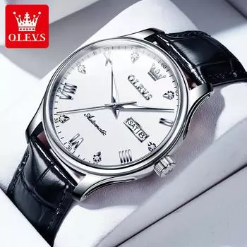 OLEVS Новые деловые и развлекательные часы для джентльменов с бриллиантами, светящиеся водонепроницаемые механические часы для мужчин