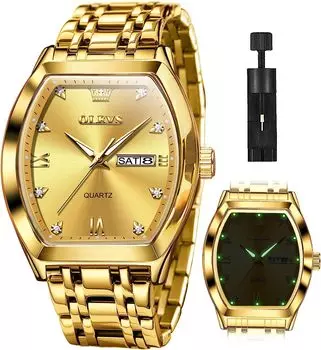 OLEVS Watch Men s Business Arm Watch Men s Square Men s Watch Waterproof Luminous Quartz Watch Date Arm Watch Watch for men Gold