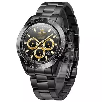 OLEVS Watch Мужские автоматические наручные часы Мужские черные популярные часы Автоматические наручные часы 3 ATM Водонепроницаемые Светящиеся календарные часы с датой Скелетон Модные черные