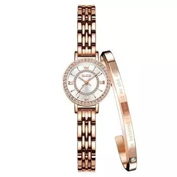 OLEVS Watch Set Удобные для чтения часы с браслетом Высококачественная нержавеющая сталь Календарь Водонепроницаемость до 3 АТМ Светящиеся женские - - - Золото/серебро