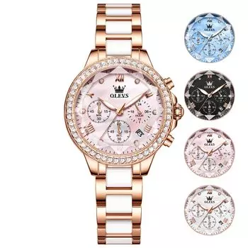OLEVS Waterproof Popular Rose Gold Quartz Watch Analog Stylish Business Hand Watch Ladies Date Lightweight Pink Gold Watch Pink Dial Women s Women s