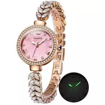 OLEVS Women s Watch, Beautiful Design, Beautiful, Simple, Popular, Easy to See, Cute, Waterproof, Luminous, Japanese Movement, Diamond, Pink