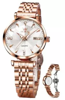 OLEVS Women s Watch, Quartz, Cute, Simple Dial, Easy to Read, Date, Luminous, Waterproof, Valentine s Day Gift, watch for women, White