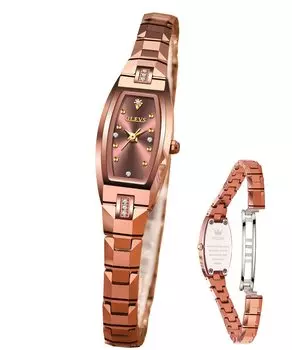 [OLEVS] Women s Watch Waterproof Popular Thin Rose Gold Glitter Cute Japanese Quartz Lightweight Tungsten