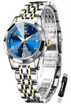 OLEVS Женские часы, Популярные, Кварцевые, Легко читаемые, Цифровой циферблат, Стильные, Женские часы, Легкие, Японский механизм, Дата, Светящиеся, Водонепроницаемые,