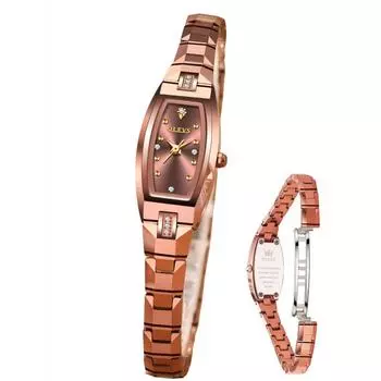 [OLEVS] Женские часы, водонепроницаемые, популярные, тонкие, розовое золото, блестящие, симпатичные, японский кварц, легкие, вольфрам