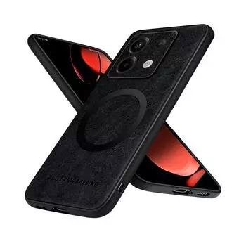 OLGE Luxury Texture Classic Magnetic Leather Case для Redmi Note 13 Pro Plus 13 Pro 13 POCO M6 Pro Wireless Charger Case For Redmi K70 серый