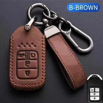 Oli кожаный чехол для ключа автомобиля набор оболочек для ключей для Honda CR-V ACCORD ODYSSEY CIVIC и т.д. всеобъемлющая защита брелок аксессуары держатель оболочка A Style коричневый