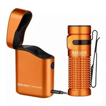 OLIGHT Baton 4 Комплект 1300 Зарядный чехол Бесступенчатый Для Горы IPX8 Предотвращение Отключения Электроэнергии Фонарик, Люмены, Включено, Маленький, Мощный, оранжевый