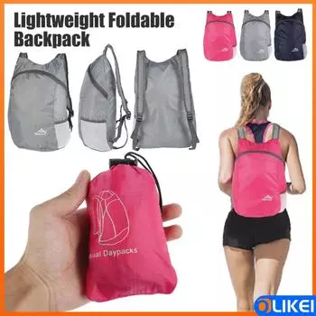 OLIKEI 15л легкий складной рюкзак водонепроницаемый походный рюкзак портативный уличный дорожный рюкзак нейлоновый спортивный рюкзак для мужчин и женщин чёрный