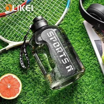 OLIKEI 1,7 л/2,7 л бутылка для воды для спортзала и фитнеса с ручкой, большая емкость для спорта на открытом воздухе, бутылка для воды без BPA, герметичная портативная космическая чашка 1700ml чёрный