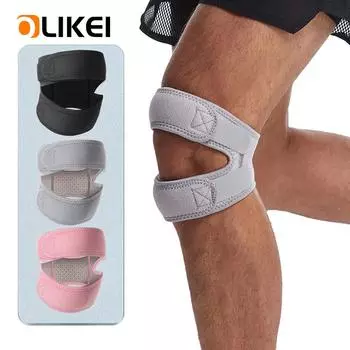 OLIKEI 1шт регулируемый спортивный наколенник надколенник силиконовый амортизирующий мениск наколенники фитнес бег колено поддержка колена ремень для сухожилий колена One Size чёрный