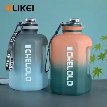 OLIKEI 2,2 л градиентная цветная бутылка для воды для тренажерного зала и фитнеса с ручкой, спортивные чайники большой емкости, не содержит BPA, герметичная портативная космическая чашка для воды 1600ml розовый/синий