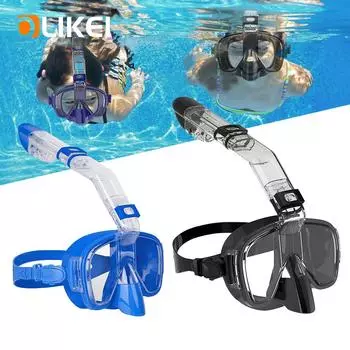 OLIKEI 3-в-1 маски для подводного плавания с аквалангом для взрослых и детей, противотуманная герметичная маска для дайвинга, очки для плавания, очки для свободного дыхания, дайвинга S-M зелёный
