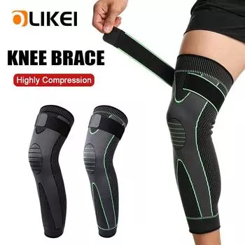 OLIKEI компрессионные повязки на колени, наколенники на всю ногу, эластичные наколенники, спортивные теплые наколенники для баскетбола, волейбола, бега M чёрный