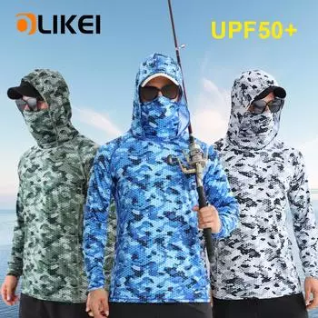 OLIKEI летняя солнцезащитная куртка для рыбалки для мужчин, одежда для походов на открытом воздухе, прохладное на ощупь, с капюшоном, анти-УФ, быстросохнущее свободное пальто, рыболовный костюм M белый