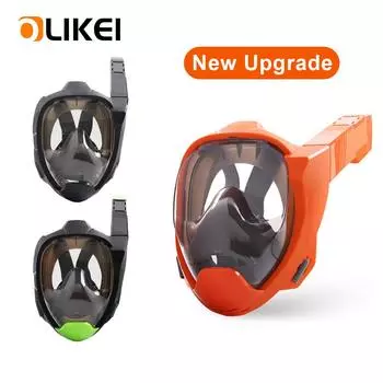OLIKEI Обновленная полностью сухая маска для подводного плавания для взрослых Полнолицевая маска для дайвинга Противотуманные герметичные маски для подводного плавания Безопасное дыхание Подводные очки S/M оранжевый