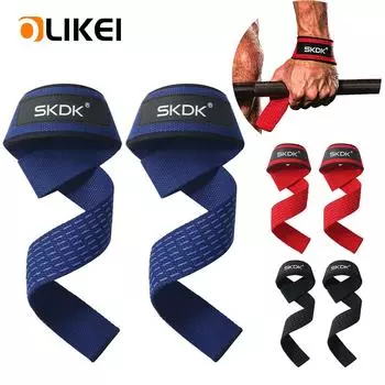OLIKEI Поддержка запястья для тяжелой атлетики Противоскользящие силиконовые ремни для поднятия тяжестей Силовые тренировки Становая тяга Ручки для кроссфита Фитнес-браслет чёрный