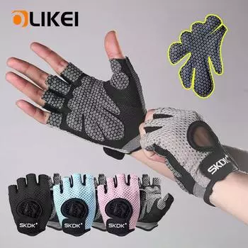 OLIKEI полупальцевые спортивные перчатки для мужчин и женщин, перчатки для тяжелой атлетики, дышащие амортизирующие перчатки для фитнеса, перчатки для спорта на открытом воздухе, велосипедные перчатки S розовый
