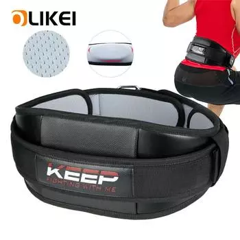 OLIKEI пояс для поддержки талии для тяжелой атлетики, пояс для фитнеса, пояс для спины, дышащий поясничный протектор для пауэрлифтинга, становой тяги, приседаний M красный
