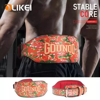 OLIKEI Профессиональный кожаный пояс для тяжелой атлетики для мужчин, тренажерный зал, фитнес, пояс для поддержки талии, приседания, становая тяга, поясничный бандаж, защита талии M красный