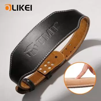 OLIKEI Профессиональный пояс для тяжелой атлетики из воловьей кожи, пояс из натуральной кожи, поддерживающий пояс для тренажерного зала, фитнеса, пояс для приседаний, поясничный бандаж для спины, спортивная защита для талии M чёрный