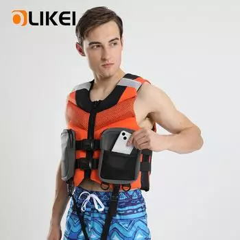 OLIKEI профессиональный спасательный жилет для взрослых мужчин жилет плавучести спасательный жилет на открытом воздухе водный спорт спасательный жилет рафтинг серфинг жилет безопасности нагрузка 110 кг L чёрный/оранжевый