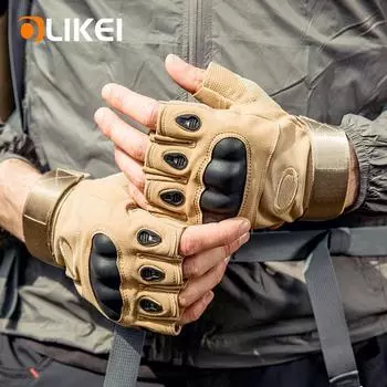 OLIKEI Тактические перчатки с половиной пальца для мужчин, военные перчатки с твердой оболочкой, противоскользящие износостойкие перчатки для альпинизма на открытом воздухе, мотоциклетные велосипедные перчатки M армия зеленый