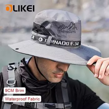 OLIKEI Уличная солнцезащитная рыболовная шляпа для мужчин, летняя, с защитой от ультрафиолета, водонепроницаемая, дышащая, для альпинизма, пешего туризма, рыболовная шляпа One size армия зеленый