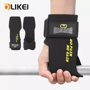 OLIKEI Утолщенная воловья кожа Защита ладоней Кожаные перчатки для фитнеса Нескользящие износостойкие наручи Рукоятки для тяжелой атлетики Становая тяга One Size чёрный