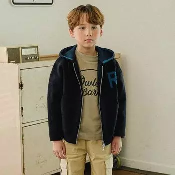 Olivan Big Symbol Hooded Zip Up Knit 2color blacks/120