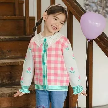 [olivan] Кардиган в клетку Shushu Flower Check Pink Pink/110