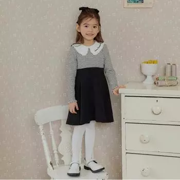 Olivan Pepe Stripe Gold Dress Black blacks/140