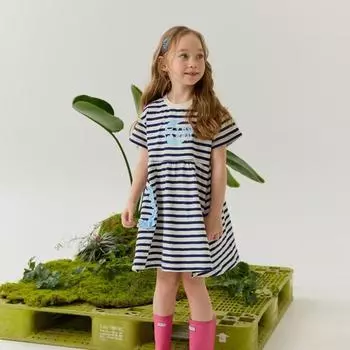 [olivan] Summer Stripe Dress Navy navy/110