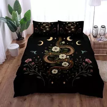 Olive Garden N Serpent Mystery Duvet Cover Set King Queen Double Full Twin Single Size Bed Set EU single(135x200cm)
