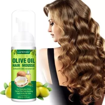 ОЛИВКОВЫЙ МАСЛОВОЙ МУСС ДЛЯ ВОЛОС - Для восстановления блеска, устранения пушистости и быстрого впитывания - Подходит для любого типа волос, 60 мл