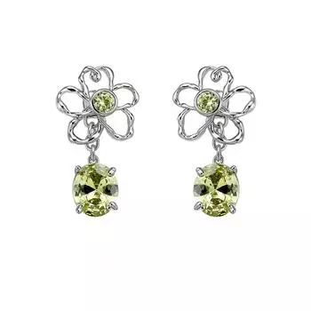 Оливково-зеленые серьги-гвоздики с цветком из циркония, женские легкие, роскошные, нишевого дизайна, серьги-гвоздики с маленькими цветочками Sense Flash Diamond, подходящие для летних сережек