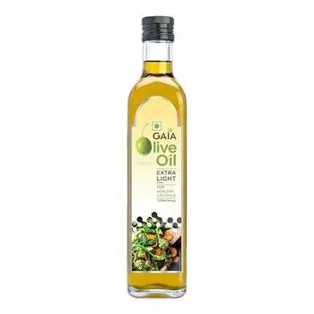 Оливковое масло Gaia Extra Light, невероятно полезное, с нулевым содержанием холестерина и низким содержанием насыщенных жиров, для жарки, выпечки и всех блюд индийской кухни, 1 л