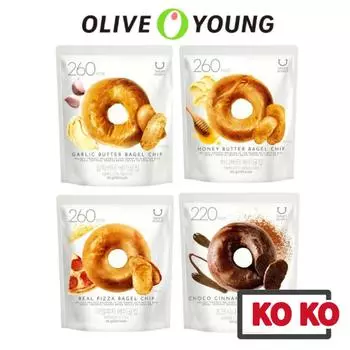 [Оливковое Молодое] Чипсы из бублика 60г (4 вкуса) / Чесночное масло / Медовое масло / Настоящая пицца / Шоколад с корицей / Корейские чипсы Garlic Butter 60 g