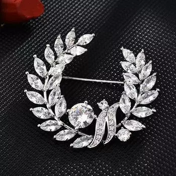 Оливковые ветки, кольца из травы, медь, инкрустированная вермикулитом, игла для груди, женская элитная изысканная медаль для аксессуаров, модное пальто с цветком на груди