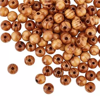 OLYCRAFT 120 Pieces Wooden Beads 6mm Wood Beads Annual Ring Brown Hole 2mm DIY Craft Supplies Jewelry Color Dyeing Accessory Parts Necklace Bracelets
